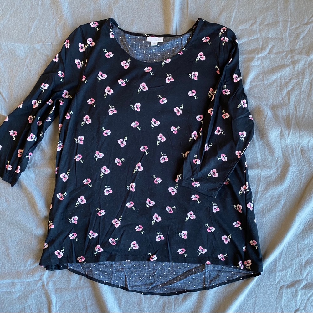Flower and polkadot top with split back